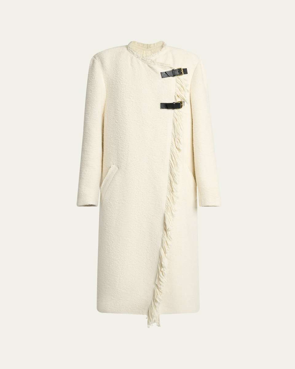 Gameia Long Fringe-Trim Linen Coat